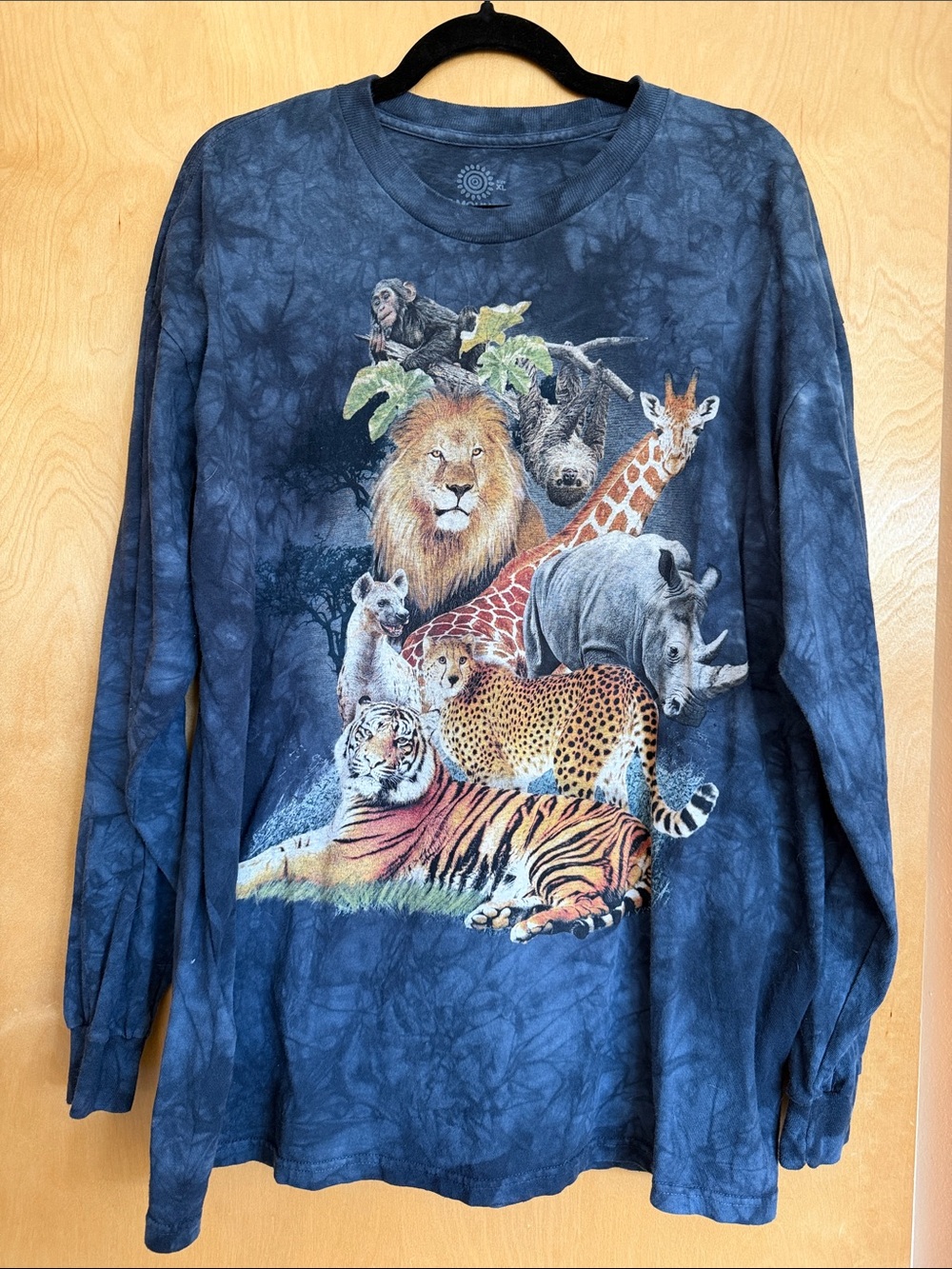 The Mountain Navy Blue with Jungle Animals